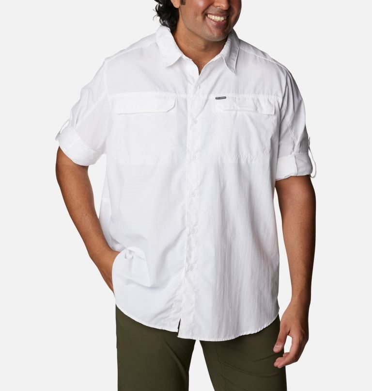 Men's Columbia Silver Ridge 2.0 Long Sleeve Shirts White | Plus Size CA-C0651